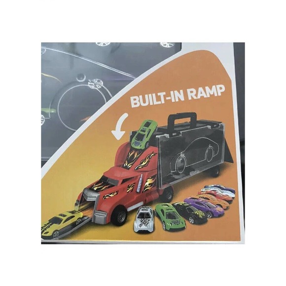 New Play Right 12 Piece Car Carrier Truck Built In Ramp & 9 Cars Ages 4+ - Picture 8 of 10